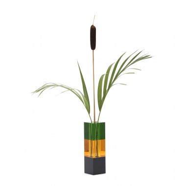 Vase black/amber/green
